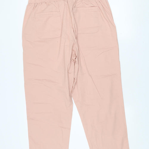 Dunnes Women Pink Cotton Elastic Waist Cargo Trousers L