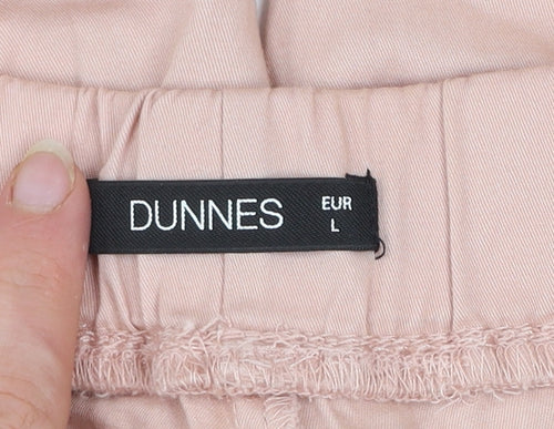 Dunnes Women Pink Cotton Elastic Waist Cargo Trousers L