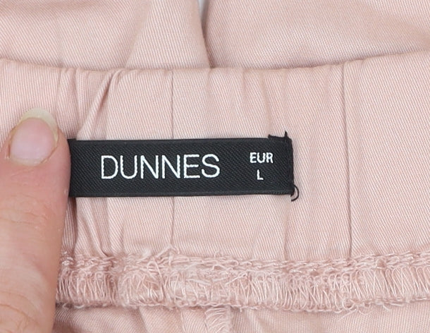 Dunnes Women Pink Cotton Elastic Waist Cargo Trousers L