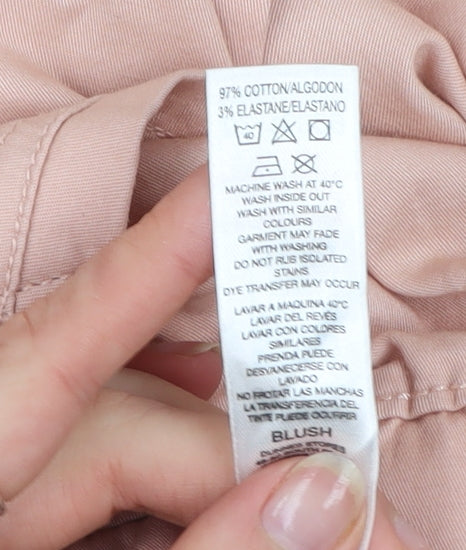 Dunnes Women Pink Cotton Elastic Waist Cargo Trousers L