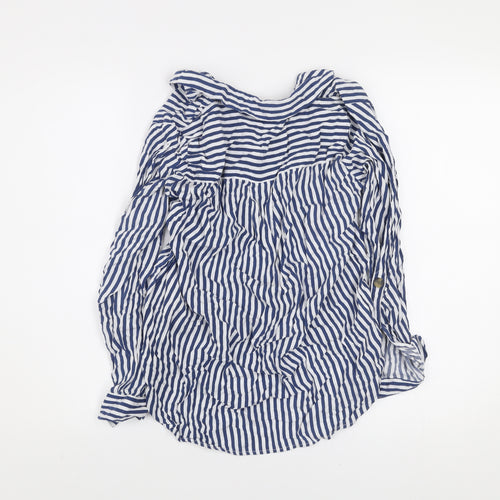 ONLY Women's Blue White Striped Button-Up Collared Shirt Size S