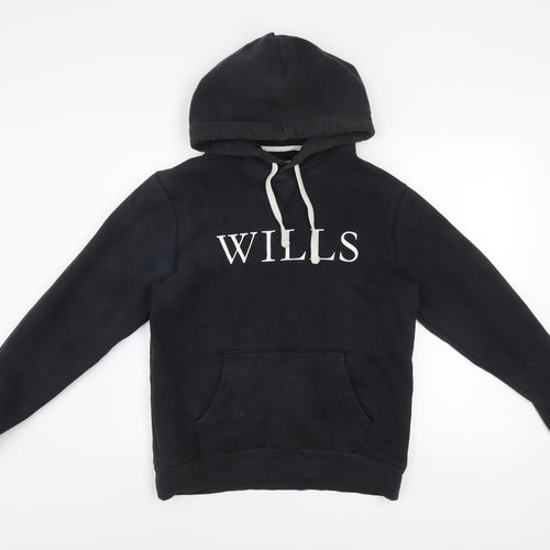 Jack Wills Men’s Black Pullover Hoodie Small Logo Fleece Sweatshirt