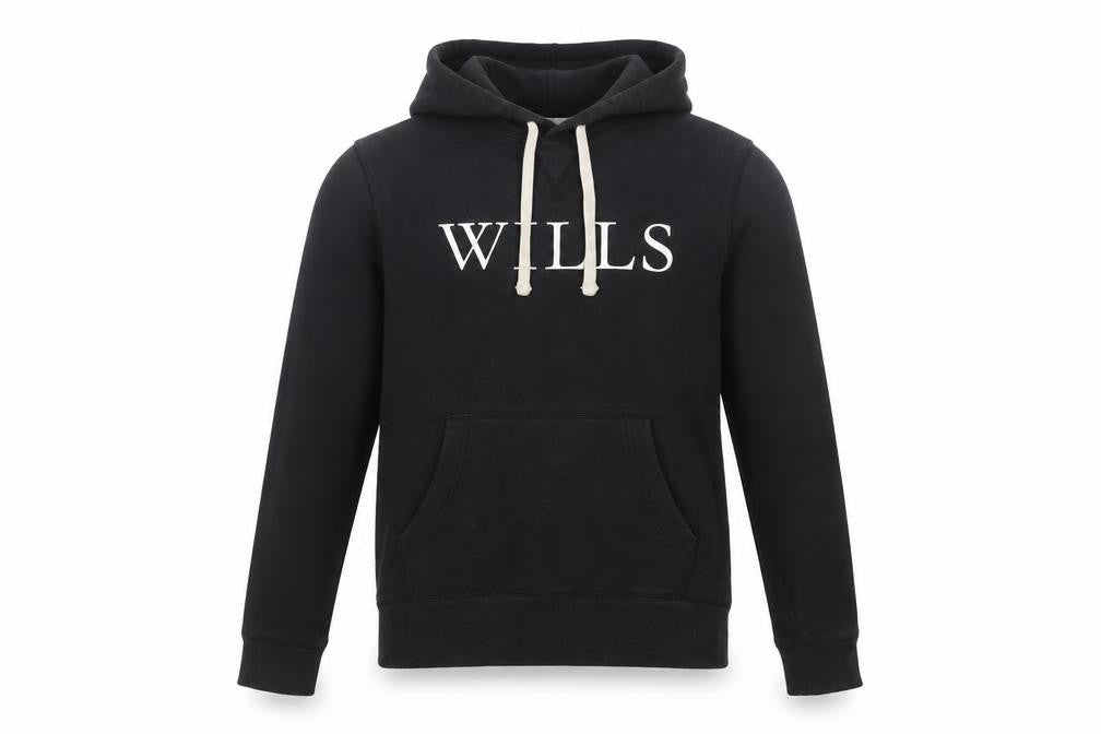 Front view of Jack Wills Men’s Black Pullover Hoodie Small Logo Fleece Sweatshirt