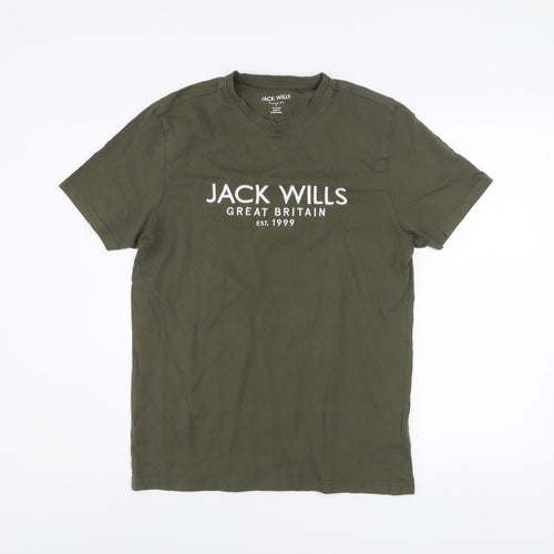 Jack Wills Men's Green Classic Fit Crew Neck T-Shirt Size S