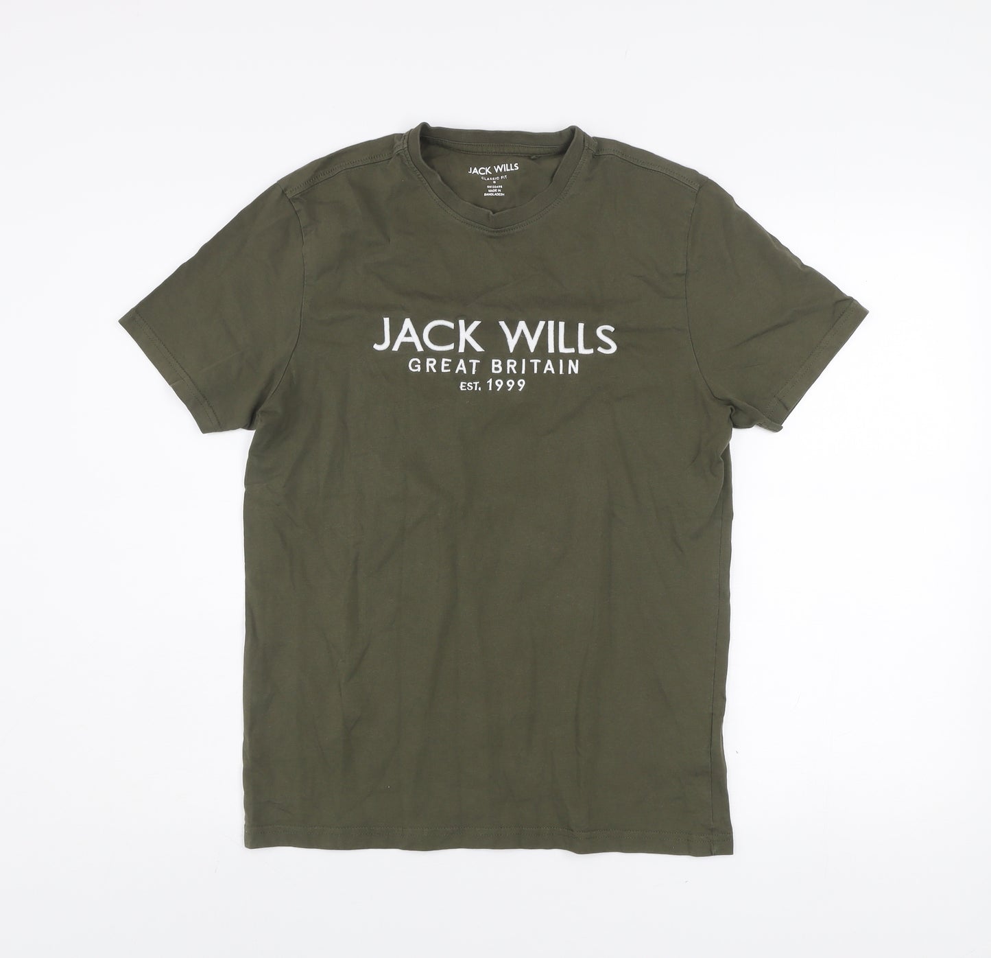 Jack Wills Men's Green Classic Fit Crew Neck T-Shirt Size S