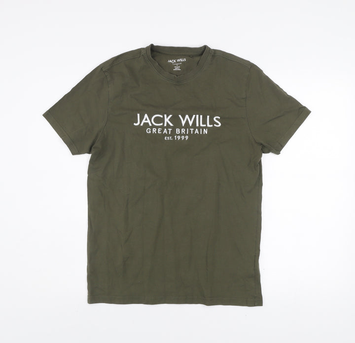 Jack Wills Men's Green Classic Fit Crew Neck T-Shirt Size S