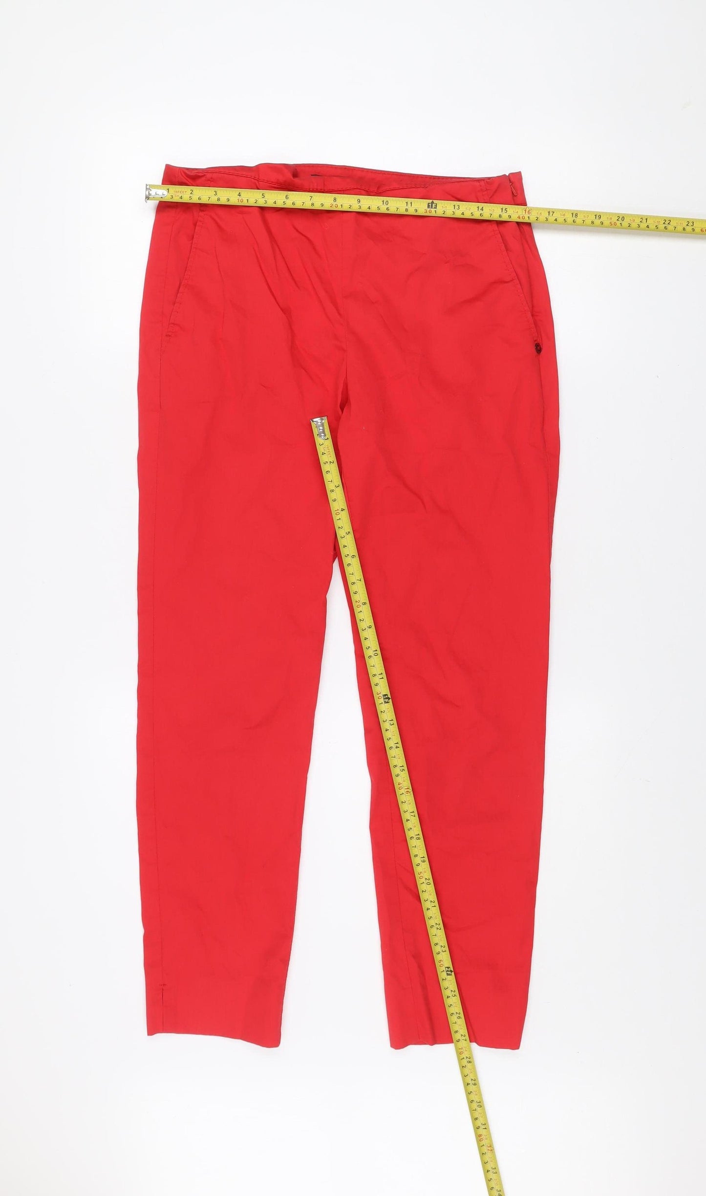 Pennyblack Women’s Red Cotton Stretch Long Trousers UK 12