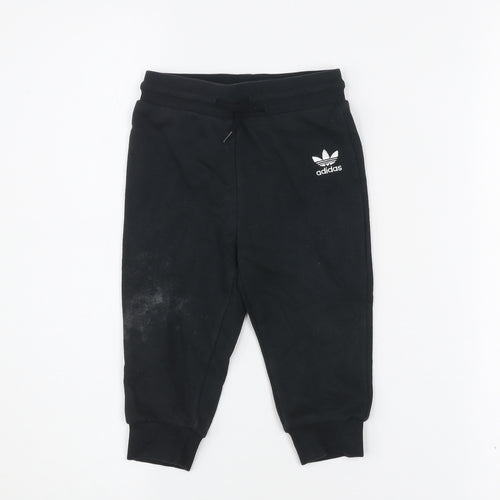 Adidas Unisex Baby Black Jogger Sweatpants 12-18 Months Cotton Blend
