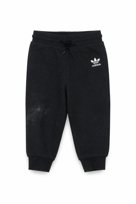 Front view of Adidas unisex baby black jogger sweatpants 12-18 months cotton blend