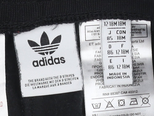 Adidas Unisex Baby Black Jogger Sweatpants 12-18 Months Cotton Blend