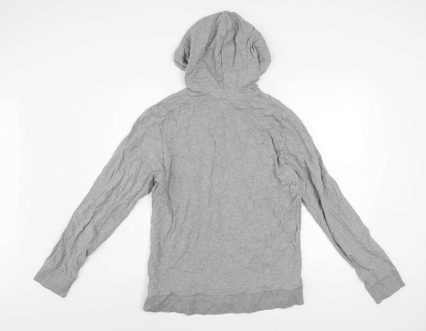 Jack & Jones Mens Grey Pullover Hoodie M Lightweight Logo