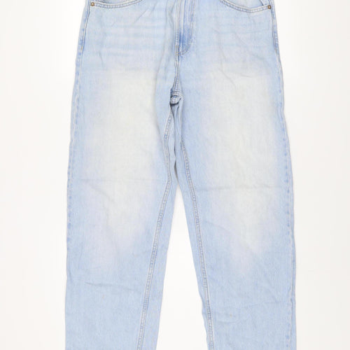 Bershka Men's Blue Light Wash Straight Leg Denim Jeans Size L 32W