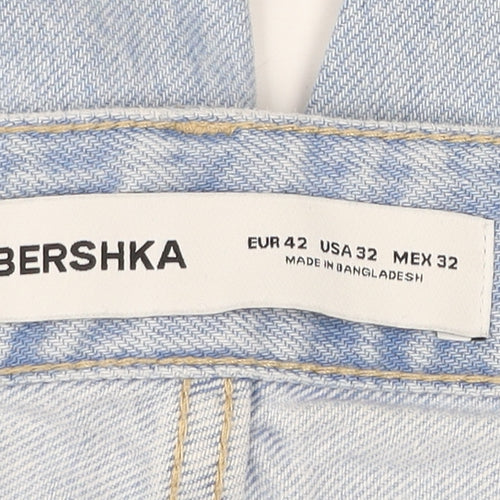 Bershka Men's Blue Light Wash Straight Leg Denim Jeans Size L 32W