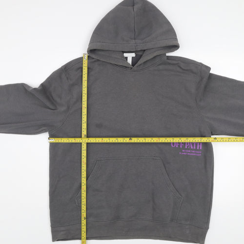 H&M Men’s Grey Regular Fit Pullover Hoodie XL Graphic Print