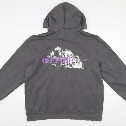 H&M Men’s Grey Regular Fit Pullover Hoodie XL Graphic Print