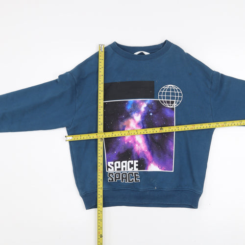 Marks and Spencer Girls Blue Space Graphic Pullover Sweatshirt 9-10 Years