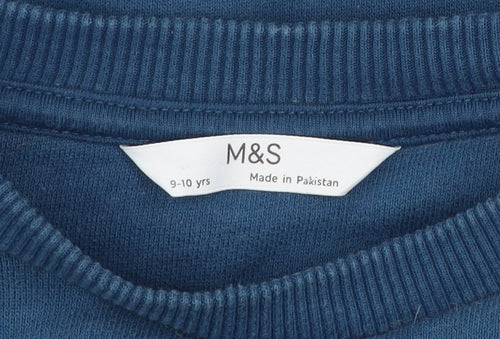 Marks and Spencer Girls Blue Space Graphic Pullover Sweatshirt 9-10 Years