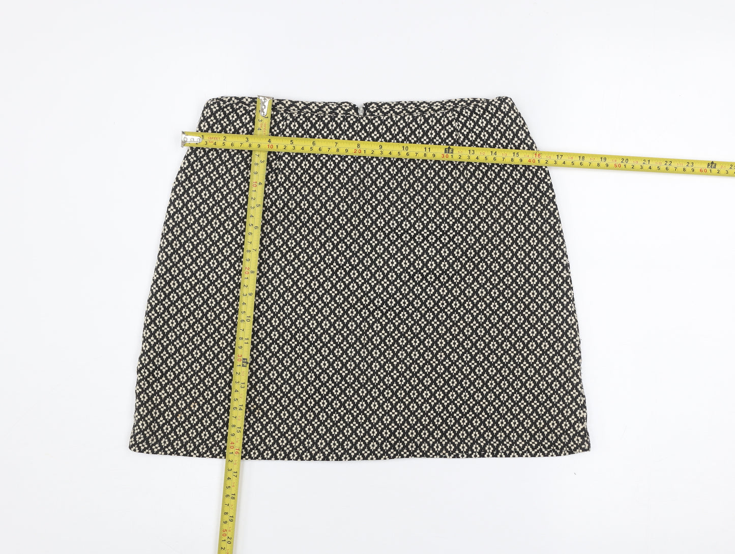 Avenue Women’s Black Geometric Tweed Pencil Skirt Size 8