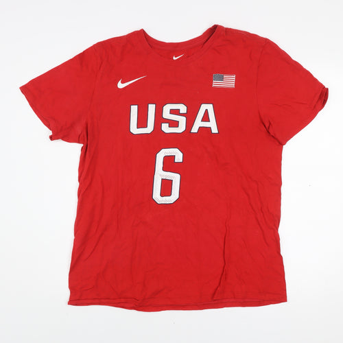 Nike Men's Red USA #6 Athletic Sports T-Shirt Size L