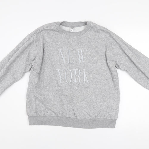 JDY Women's Grey New York Pullover Sweatshirt XL