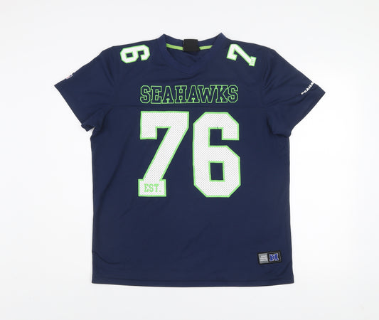 NFL Team Apparel Men's Blue Seahawks Jersey T-Shirt Size L