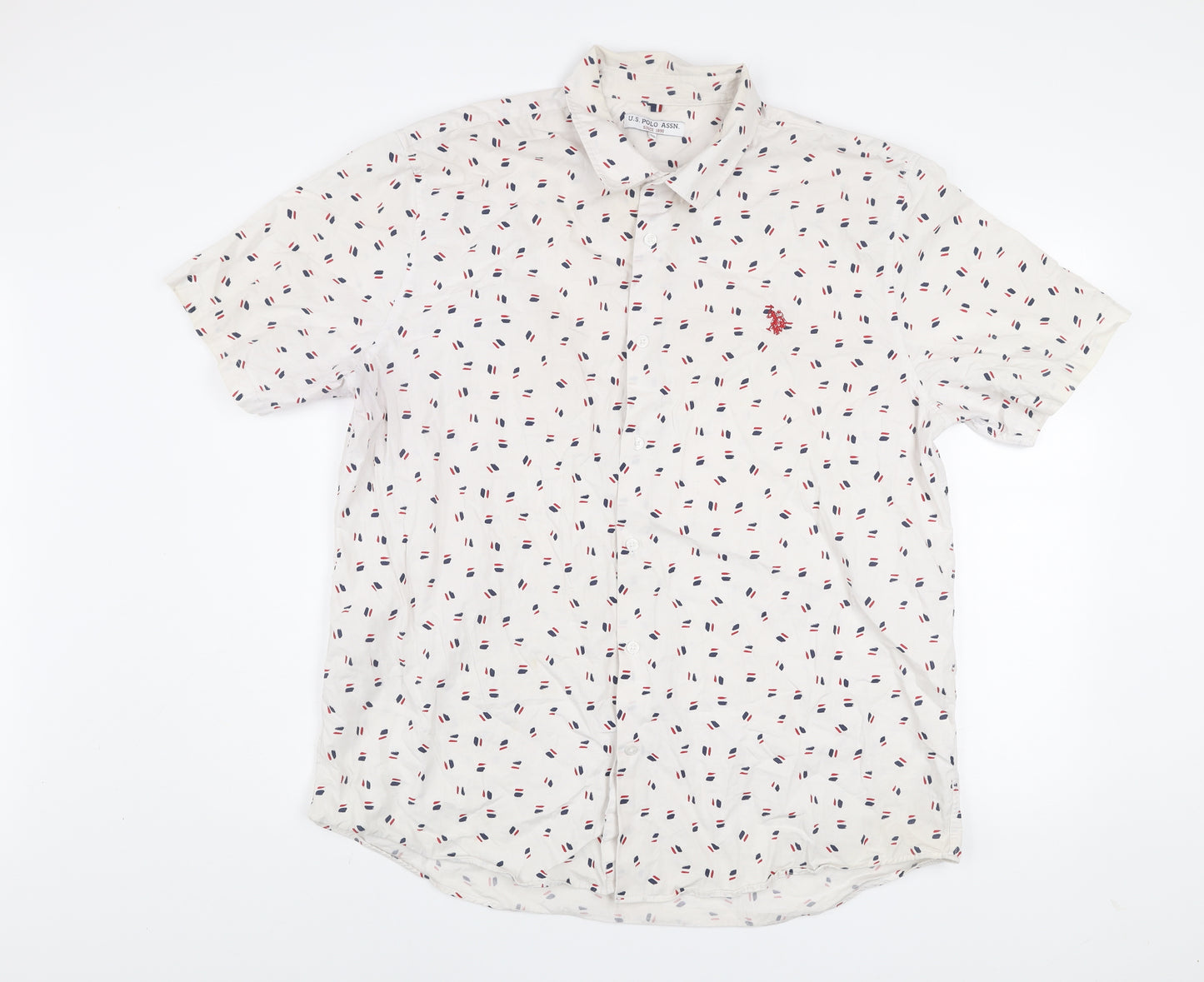 U.S. Polo Assn. Men's White 2XL Short Sleeve Button-Up Shirt