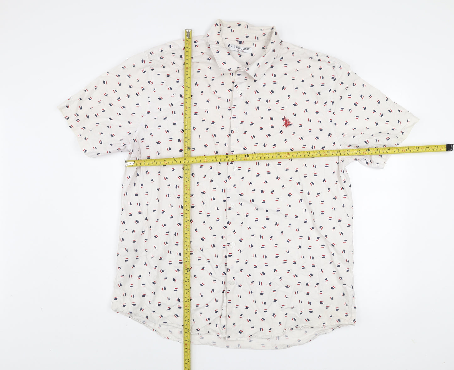 U.S. Polo Assn. Men's White 2XL Short Sleeve Button-Up Shirt