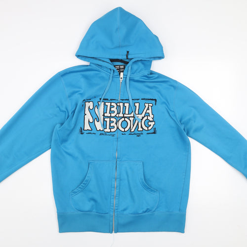 Billabong Men Blue Full Zip Hoodie Large Polyester Fleece Sweatshirt