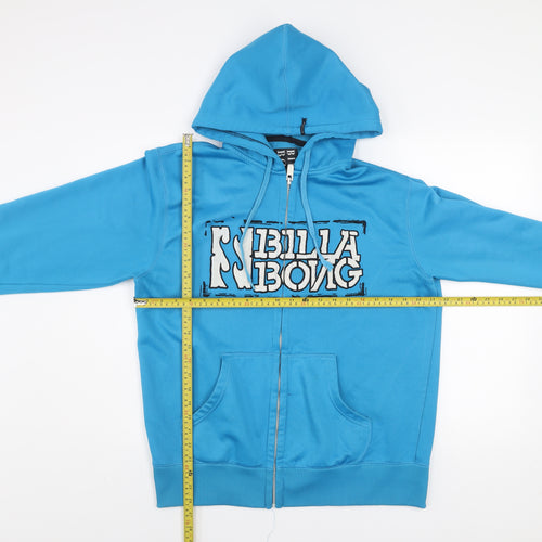 Billabong Men Blue Full Zip Hoodie Large Polyester Fleece Sweatshirt