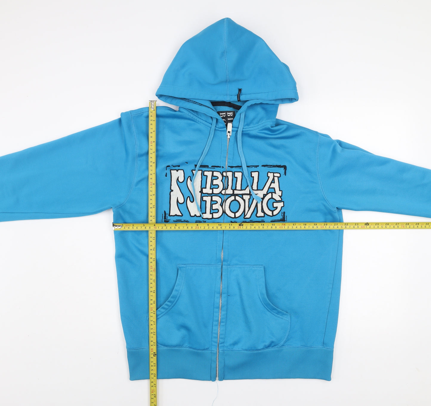 Billabong Men Blue Full Zip Hoodie Large Polyester Fleece Sweatshirt