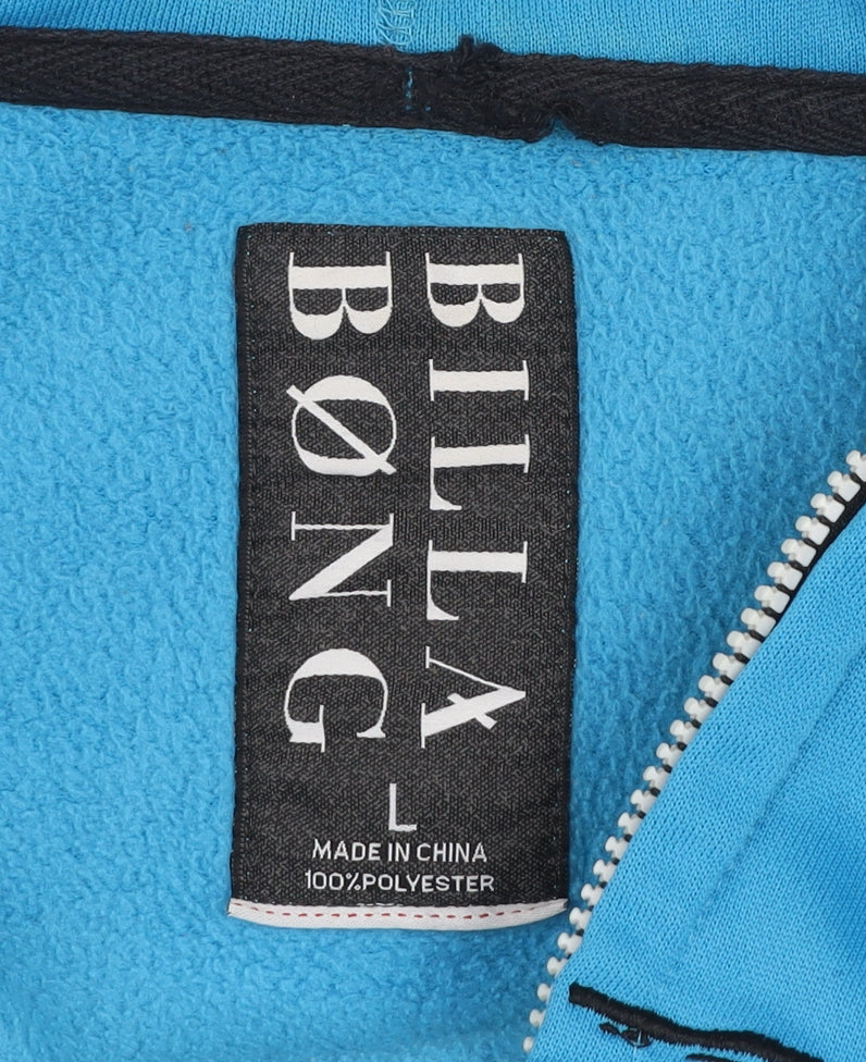 Billabong Men Blue Full Zip Hoodie Large Polyester Fleece Sweatshirt