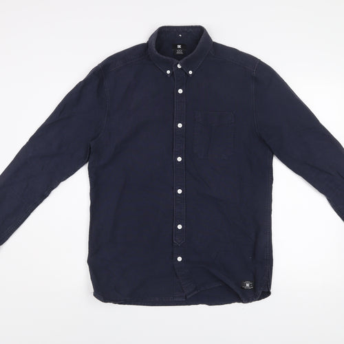 DC Men’s Blue Cotton Button-Up Long Sleeve Casual Shirt M