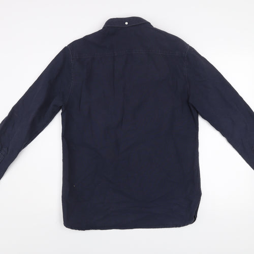 DC Men’s Blue Cotton Button-Up Long Sleeve Casual Shirt M