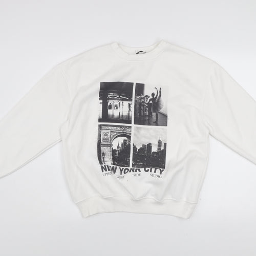 Dunnes Women White XS Pullover Sweatshirt New York City Graphic Print