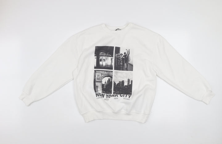 Dunnes Women White XS Pullover Sweatshirt New York City Graphic Print