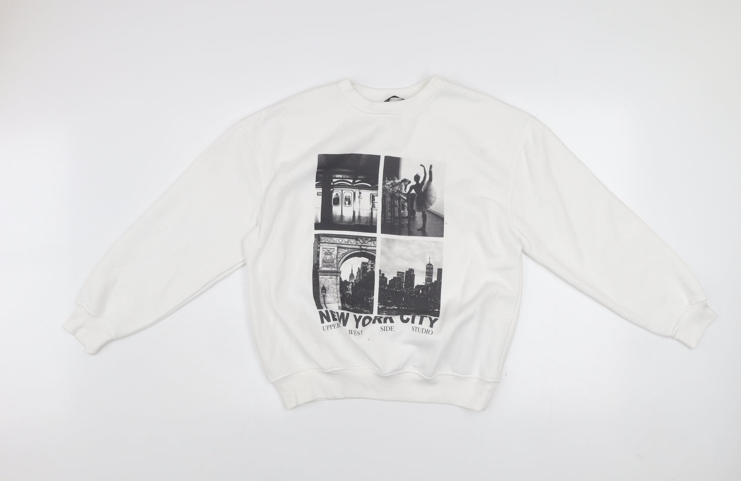 Dunnes Women White XS Pullover Sweatshirt New York City Graphic Print