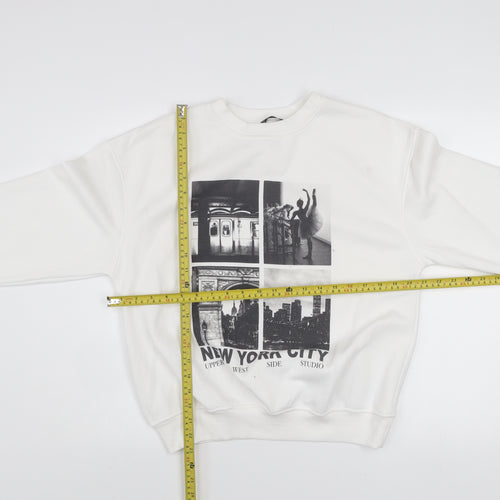 Dunnes Women White XS Pullover Sweatshirt New York City Graphic Print