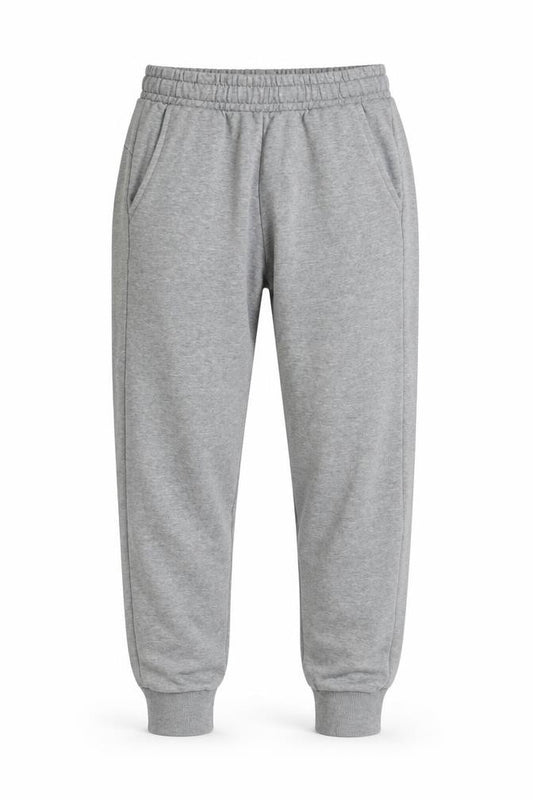 Front view of Puma Men's Grey Jogger Sweatpants, size S, Stretch Cotton Blend