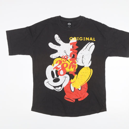 Disney Mickey Mouse Men's Black Graphic T-Shirt XS Cotton
