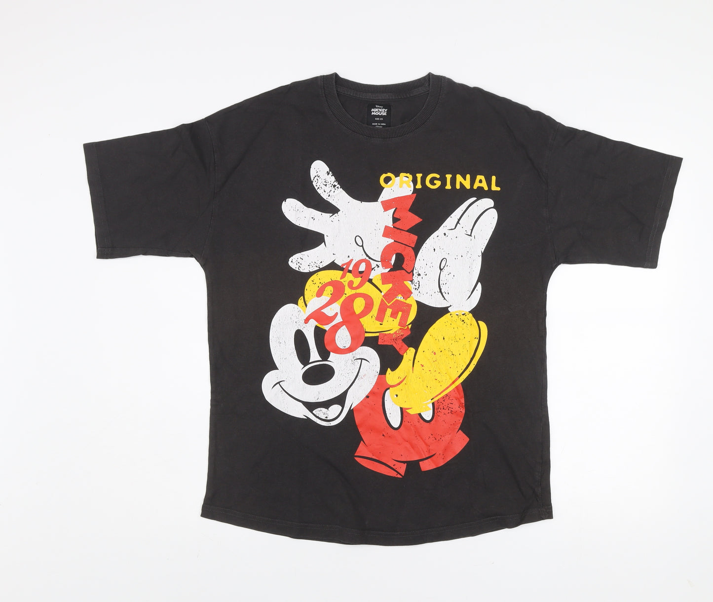 Disney Mickey Mouse Men's Black Graphic T-Shirt XS Cotton