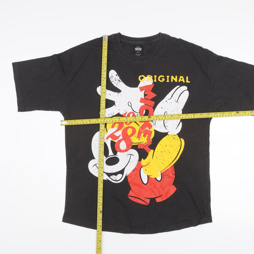 Disney Mickey Mouse Men's Black Graphic T-Shirt XS Cotton