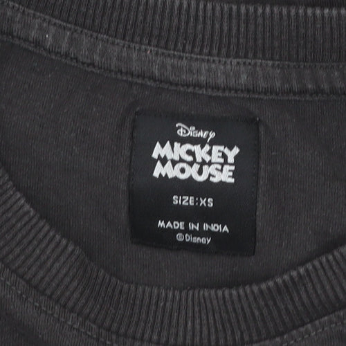 Disney Mickey Mouse Men's Black Graphic T-Shirt XS Cotton