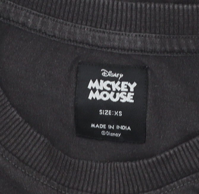 Disney Mickey Mouse Men's Black Graphic T-Shirt XS Cotton