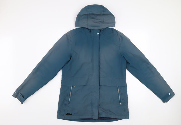 Regatta Women's Blue Mid-Length Waterproof Hooded Parka Jacket Size 12