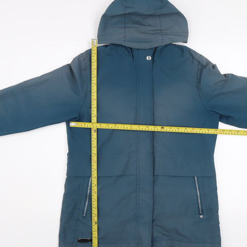 Regatta Women's Blue Mid-Length Waterproof Hooded Parka Jacket Size 12