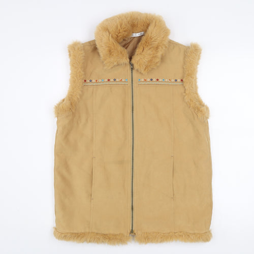 Marks and Spencer Girls Beige Faux Fur Lined Waistcoat 13-14 Years