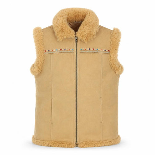 Marks and Spencer Girls Beige Faux Fur Lined Waistcoat 13-14 Years