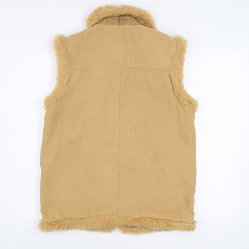 Marks and Spencer Girls Beige Faux Fur Lined Waistcoat 13-14 Years