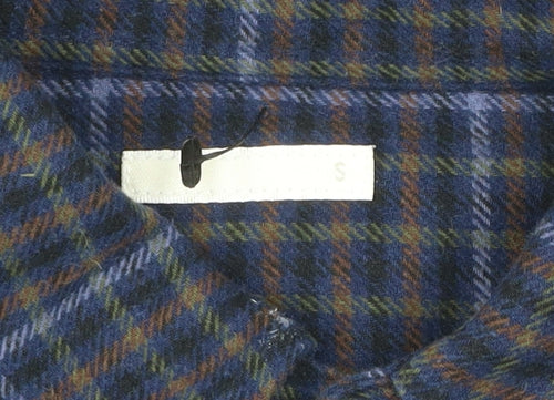 GU Men's Blue Checked Flannel Cotton Button-Up Shirt Size S