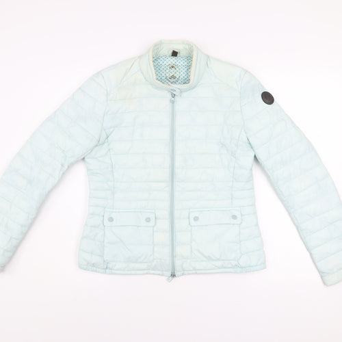 Ganesh Womens Blue Quilted Puffer Jacket Size 10 Lightweight